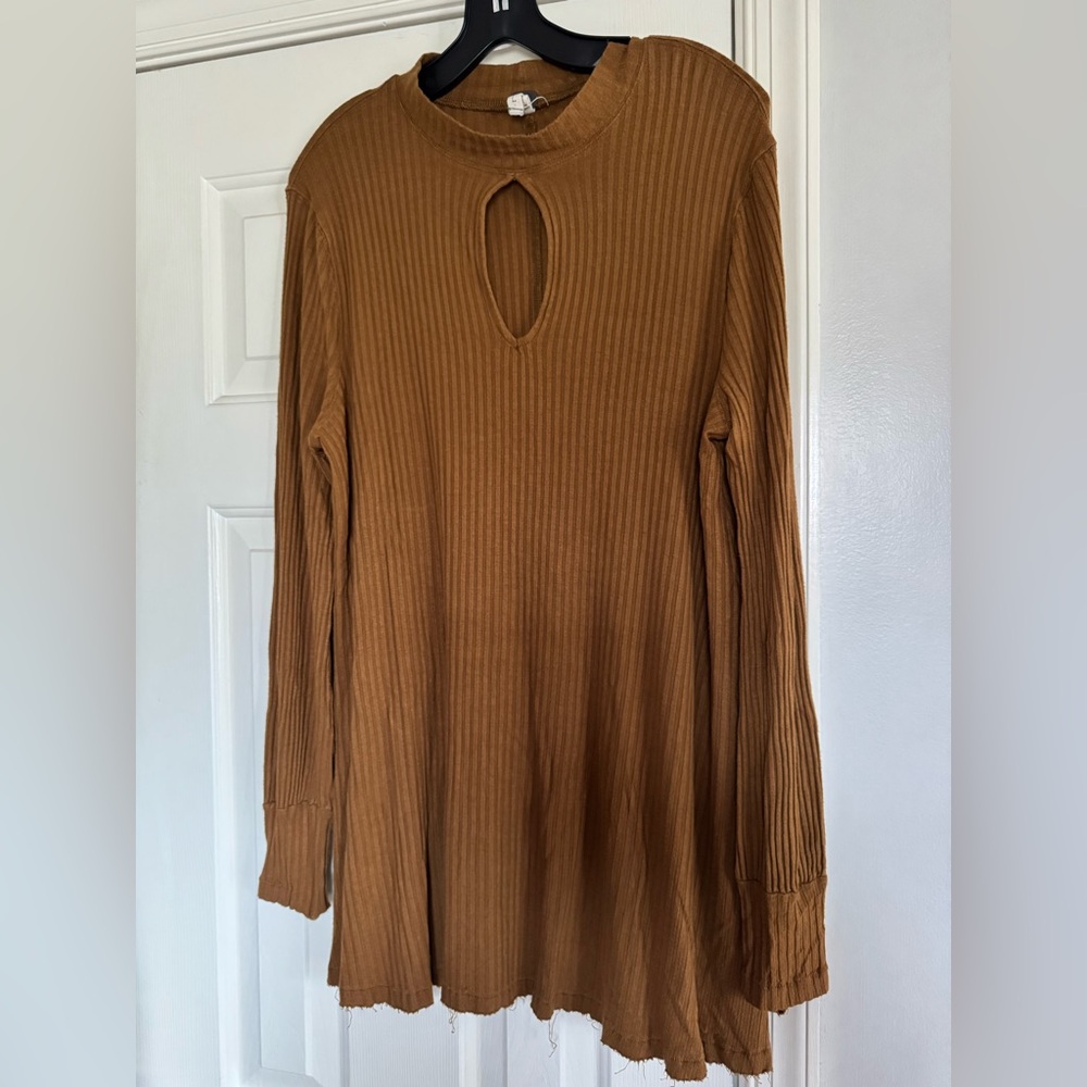 We the Free Free People Women's Brown Ribbed Long Sleeve tunic size large